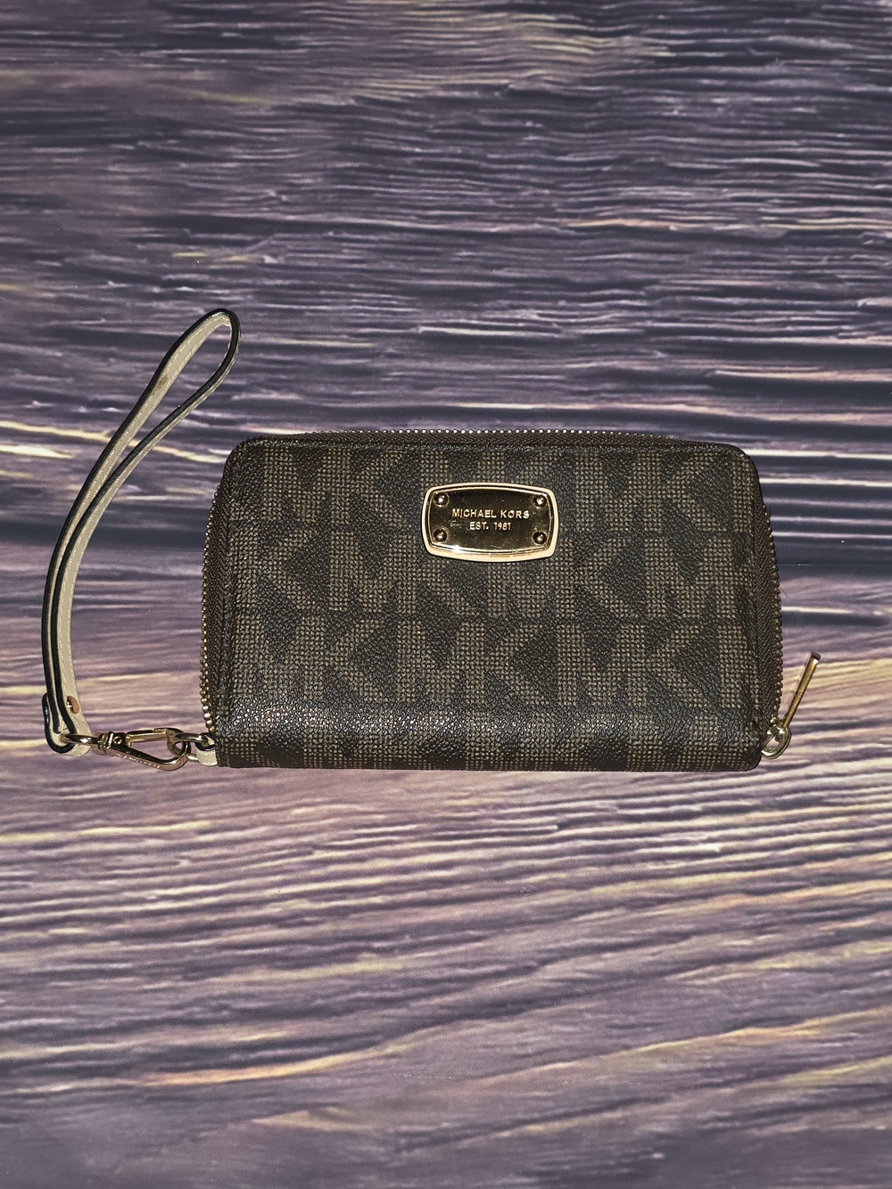 Michael Kors Brown MK Logo Wristlet Wallet